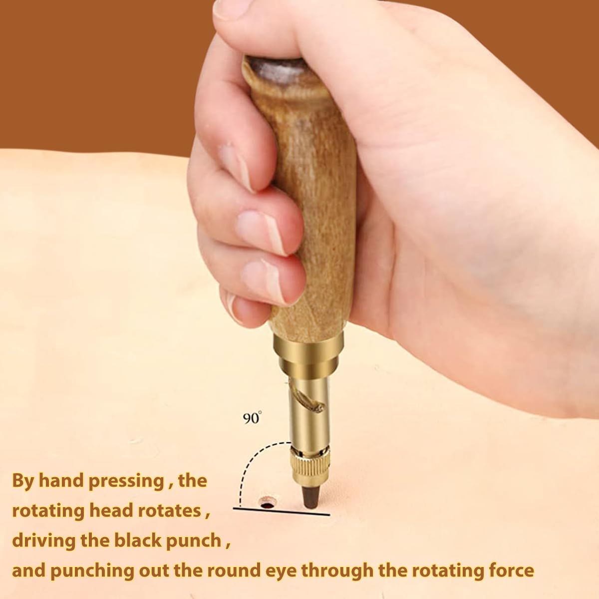 HASTHIP Adjustable Screw Leather Hole Punch for DIY Craft with 6 Bits 1.5–4mm | Wooden Handle