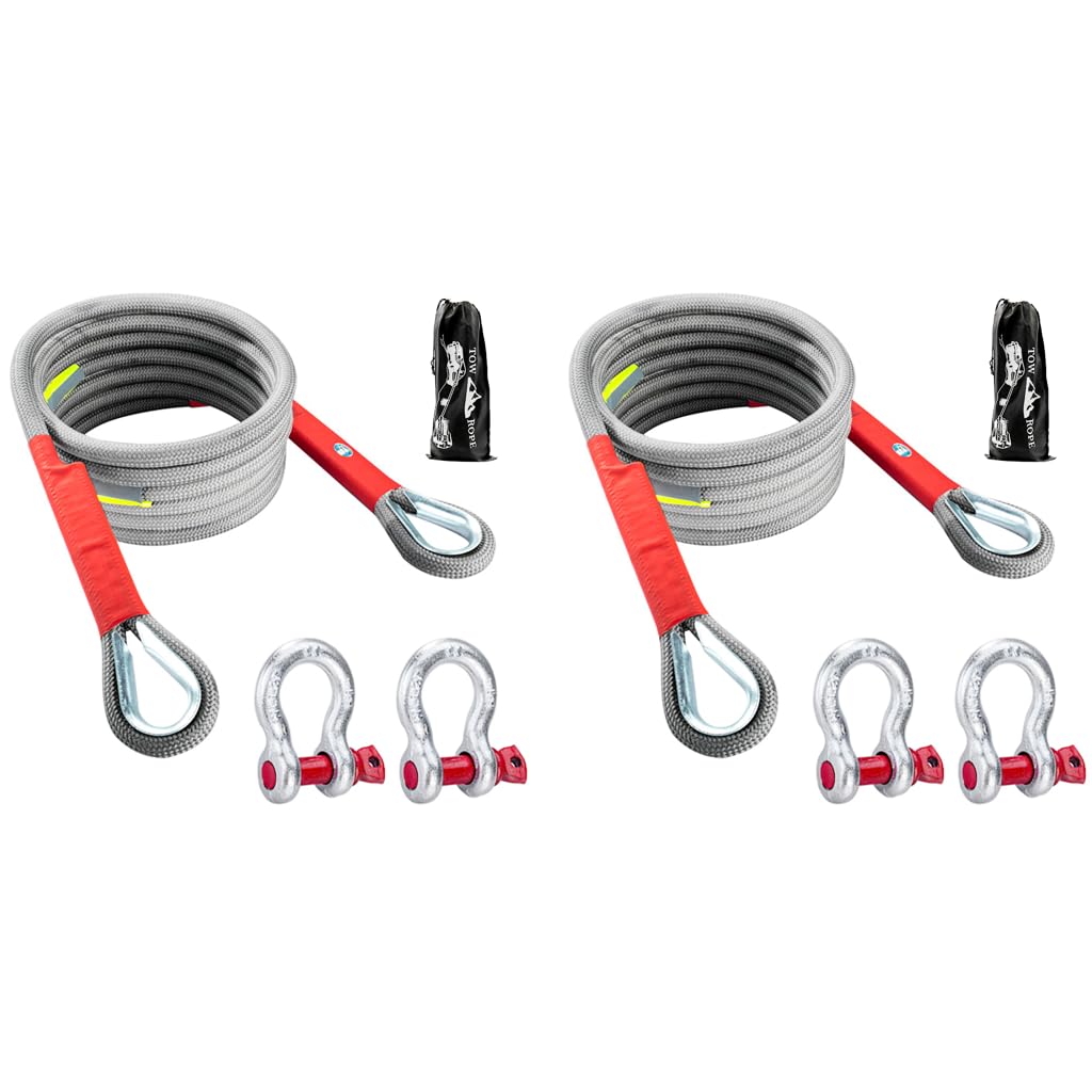 STHIRA Tow Rope for Cars and Trucks with Screw Fixed D Ring featuring 13ft Nylon Strap | 18T Load