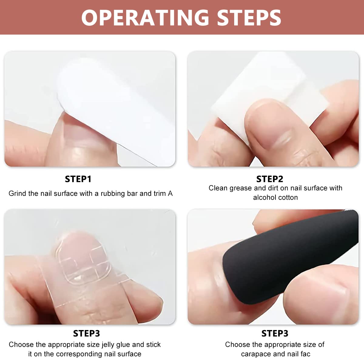 MAYCREATE Press On Nails Set for DIY Nail Art with 288pcs Almond French Tips | ABS False Nails