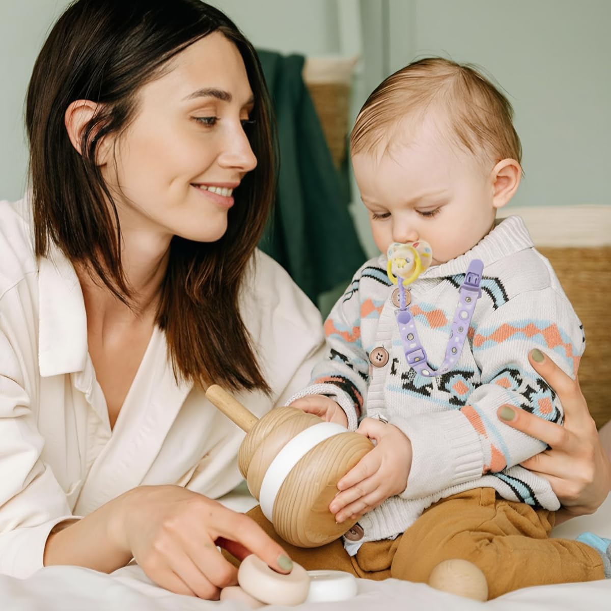 SNOWIE SOFT Baby Pacifier Holder Straps for Secure Use with Clip and Loop | Adjustable 10.8–17 in Polyester Pack