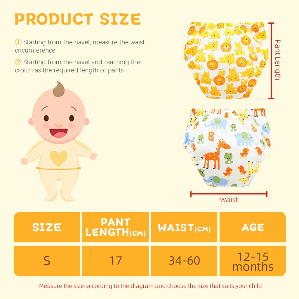 SNOWIE SOFT Potty Training Pants for Toddlers with Elastic Waist and Breathable Cotton | 2Pcs 7.5–10 kg Reusable Underwear for 12–15 Months