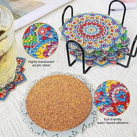 HASTHIP® 8 Pcs Diamond Painting Coasters Kits, Exquisite Diamond Painting Coasters with Holder, DIY Diamond Art Coasters and Crafts for Adults Kids, Style A