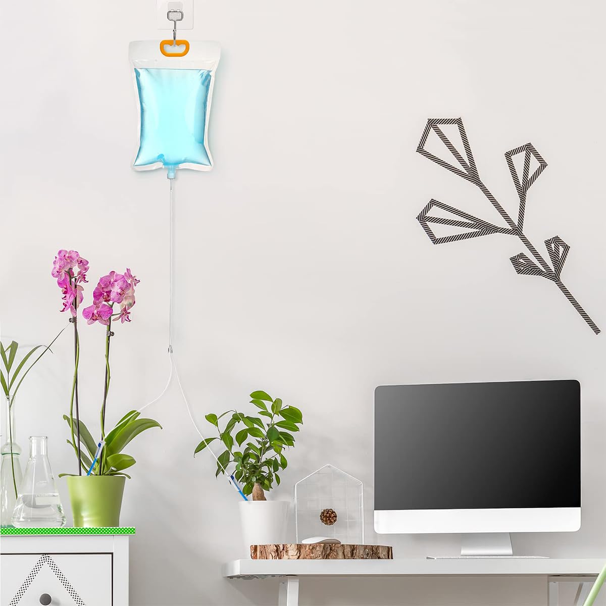 HASTHIP Drip Irrigation Device for Plants with 3.5L Water Bag and Adjustable Flow | Auto Slow Watering System