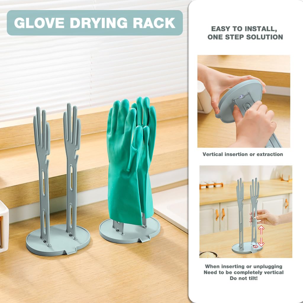 Supvox Kitchen Glove Drying Rack with Suction Cup Base and Drip Tray | Palm-Shaped Stand