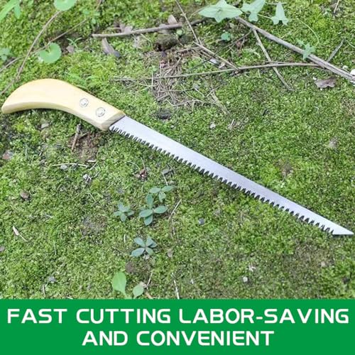 HASTHIP Gardening Hand Saw Fine 13.9 Inches Wooden Handle Hand Saw Heavy Duty Steel Hand Saw Rugged Triple Razor Tooth Utility Hand Saw for Woodworking, Gardening