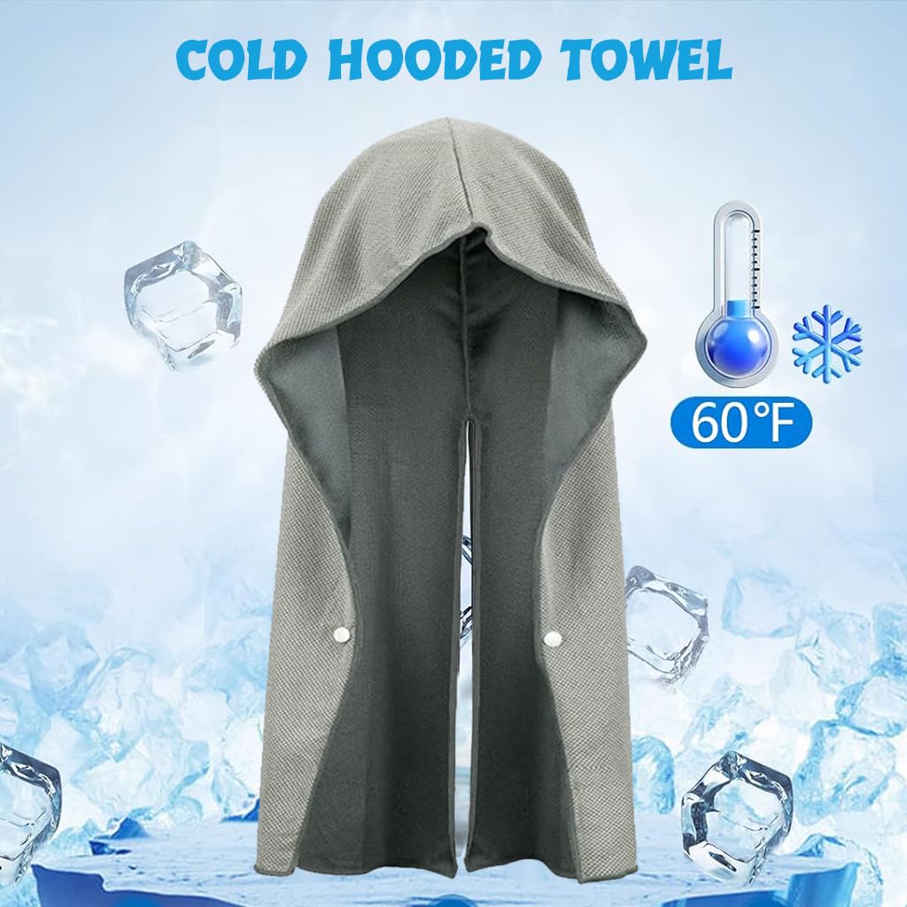 Proberos® Cooling Hoodie Towels, Absorbent & Quick Drying Sweat Towel Wraps for Neck and Face, Long-Lasting Cooling and Sun Protection in Hot Weather