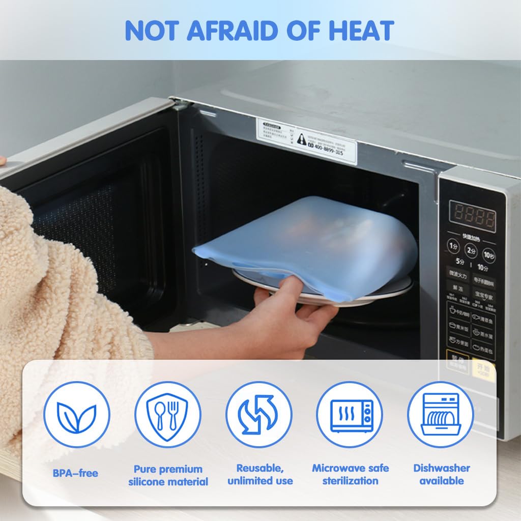 Supvox Silicone Food Container Bag 1500ml for Storage and Freezer Use with Leak Proof Zip Lock | BPA Free Heat Resistant Design with Portable Handle