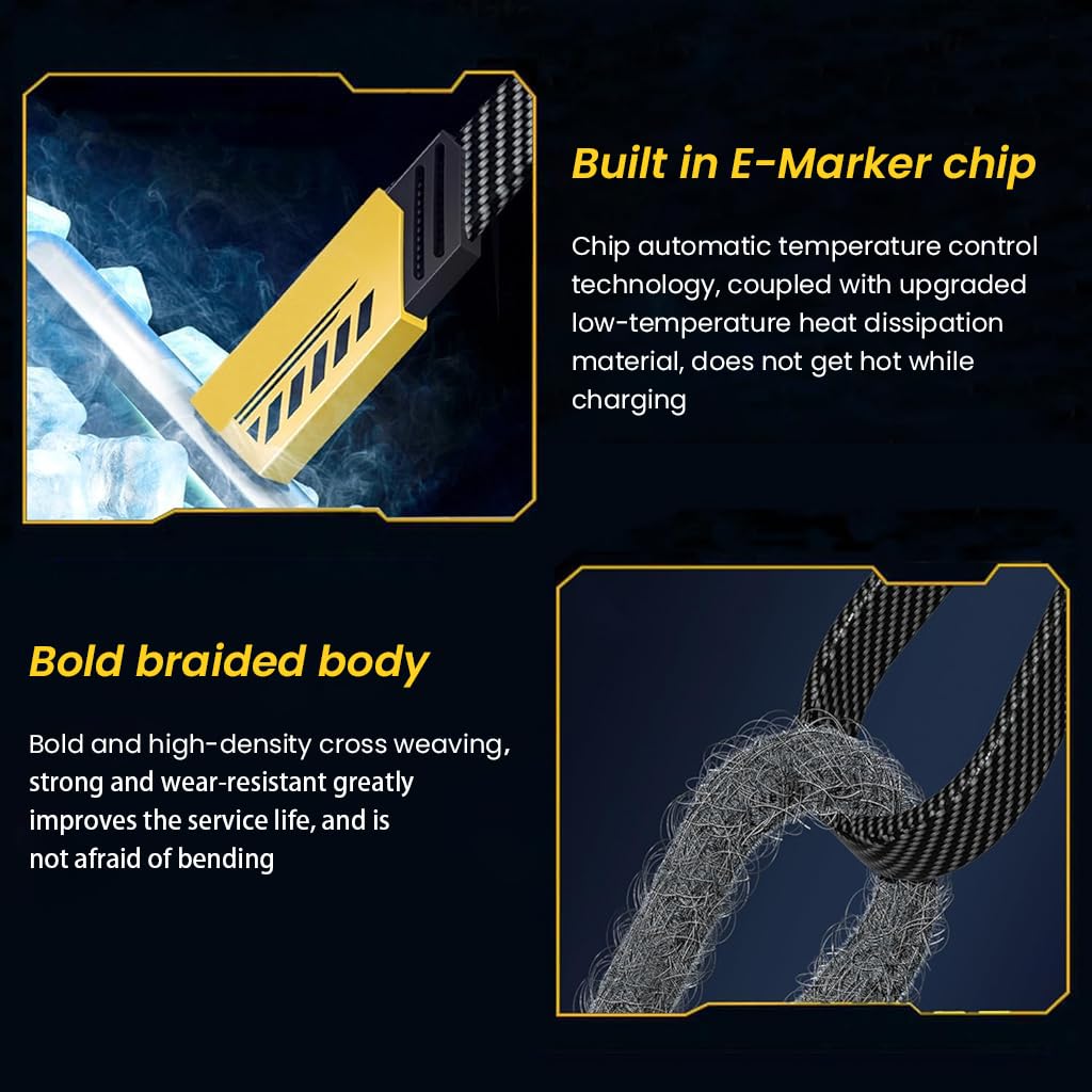 Zeitel Dual Function 65W PD Charging Cable with USB C and Lightning Connectors | Nylon Braided Durable Design for iPhone and USB C Devices
