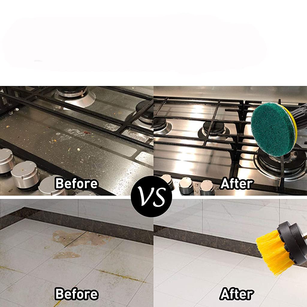 STHIRA Power Drill Scrubber Brush Attachment Set with 24PCS Pads for Bathroom Cleaning