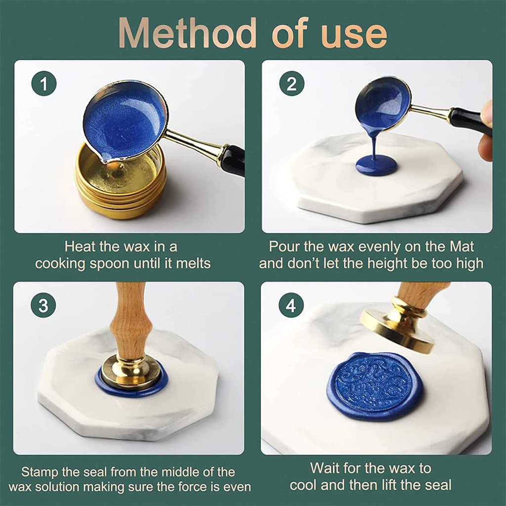 Supvox Wax Seal Stamp Kit for Cards and Gift Packaging with 7 Copper Seals and Wooden Handle