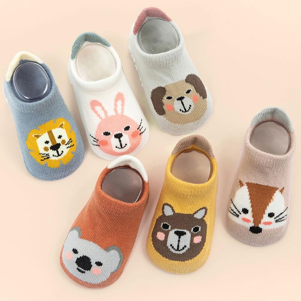 Zibuyu Baby Socks with Anti Skid Soles for Newborn to 3 Years featuring Soft Cotton & Cute Animal Patterns