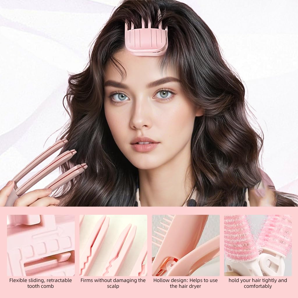 MAYCREATE Hair Volume Clip Set for Instant Root Lift with Dual 6&3 Teeth Design | Light Pink