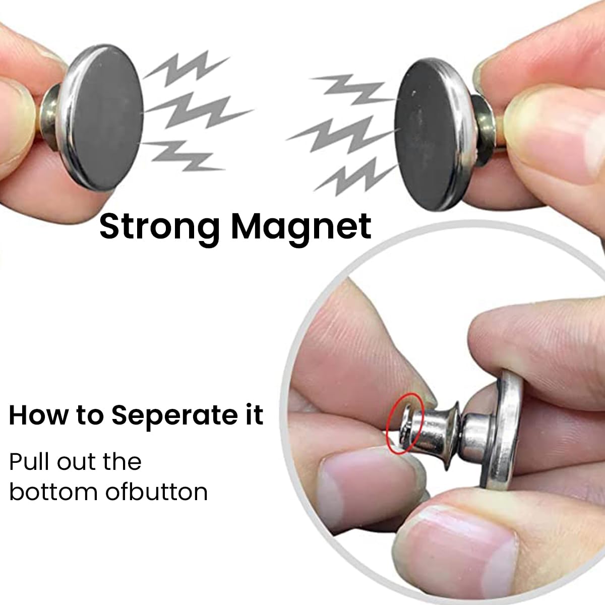 HASTHIP Curtain Magnets Closure with Tack for Heavy Velvet and Suede Drapes | 5 Pairs Holdback Buttons