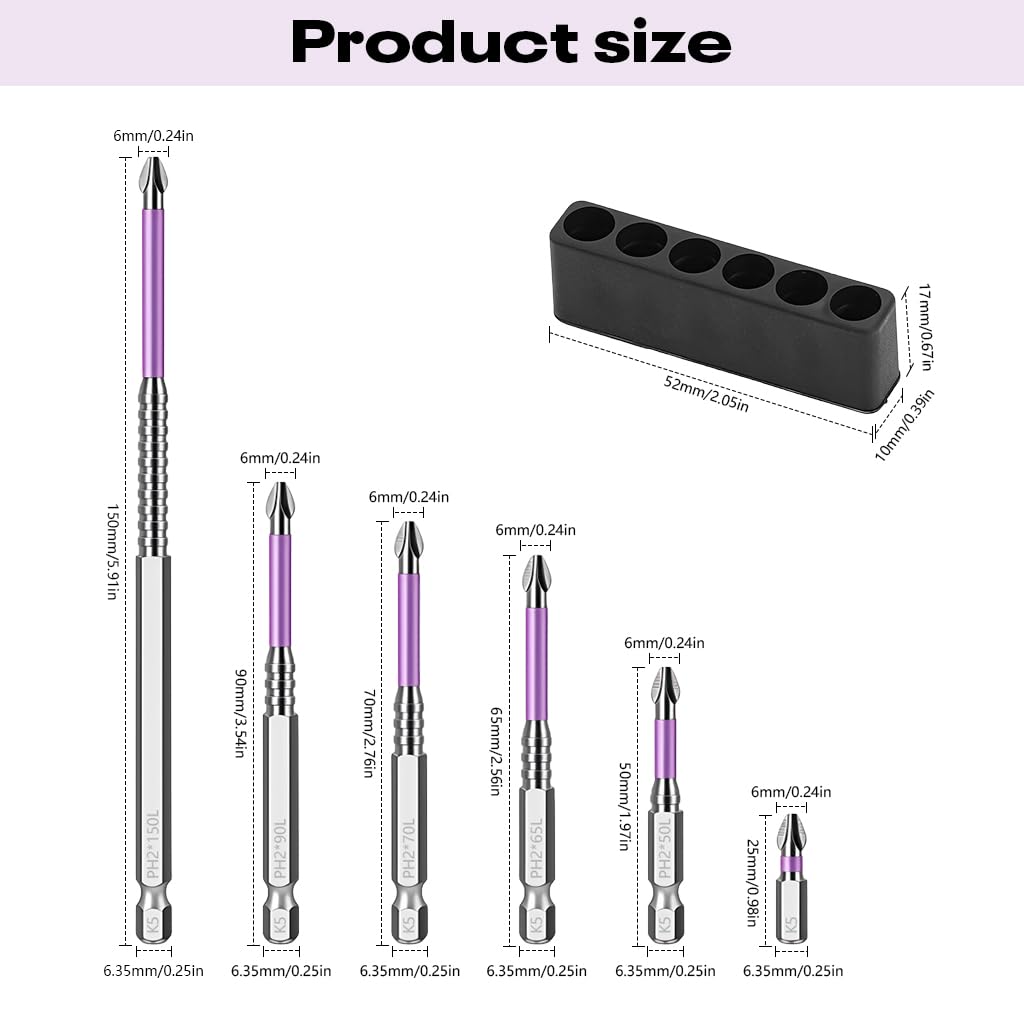 Serplex Screwdriver Bit Set for Electric Drills with 1/4 inch Hex Shank 6PCS | Alloy Steel