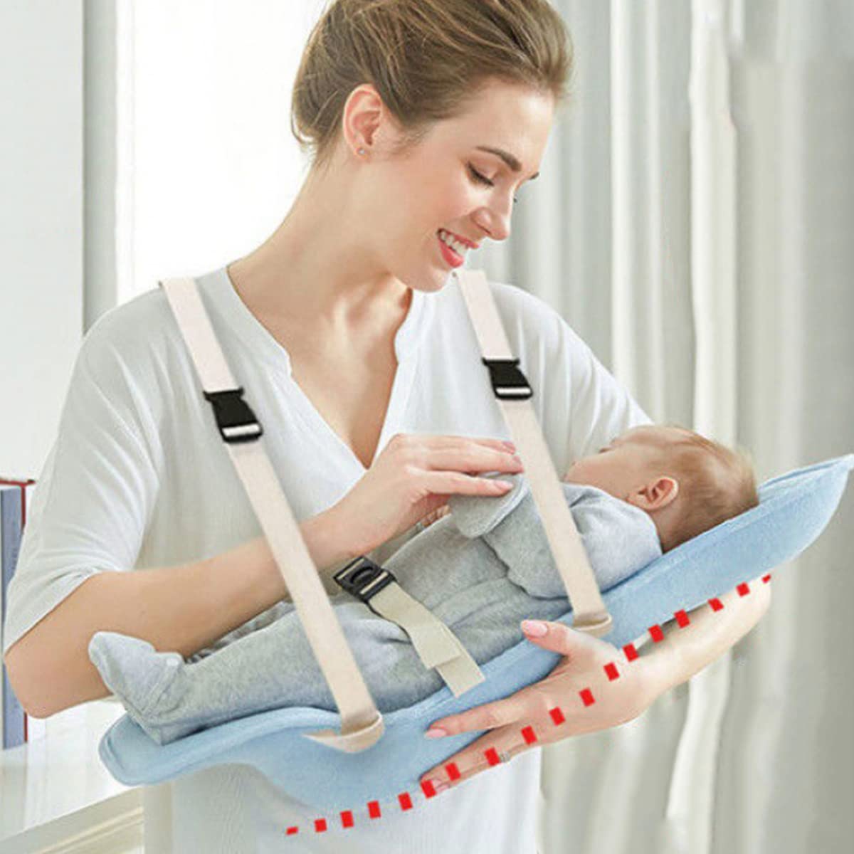 SNOWIE SOFT Baby Feeding Pillow for Nursing with 45° Ergonomic Support and Safety Belt | Gift for New Moms