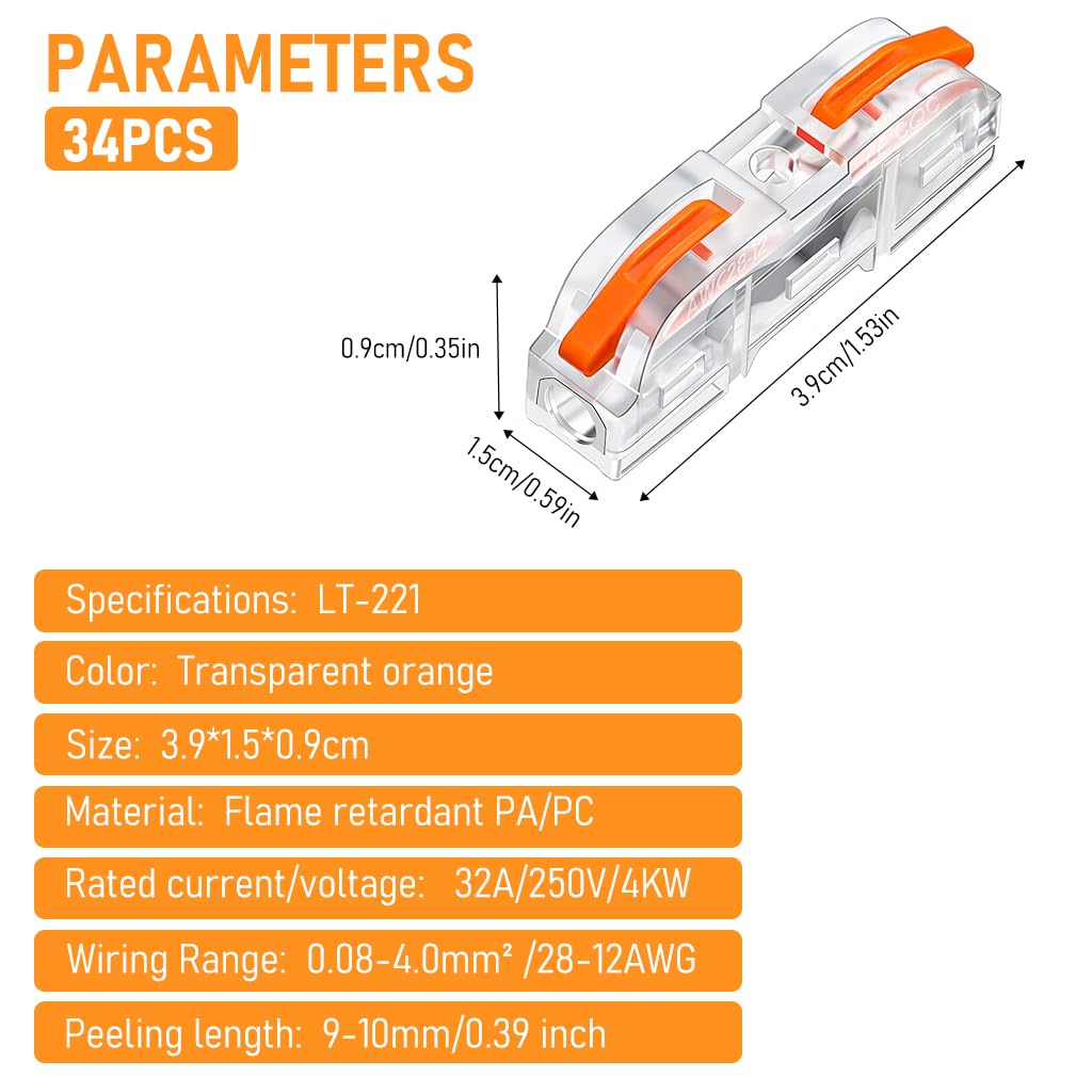 Serplex Wire Connector for DIY Cable Splicing featuring Lever Terminal | 102PCS 28‑12 AWG