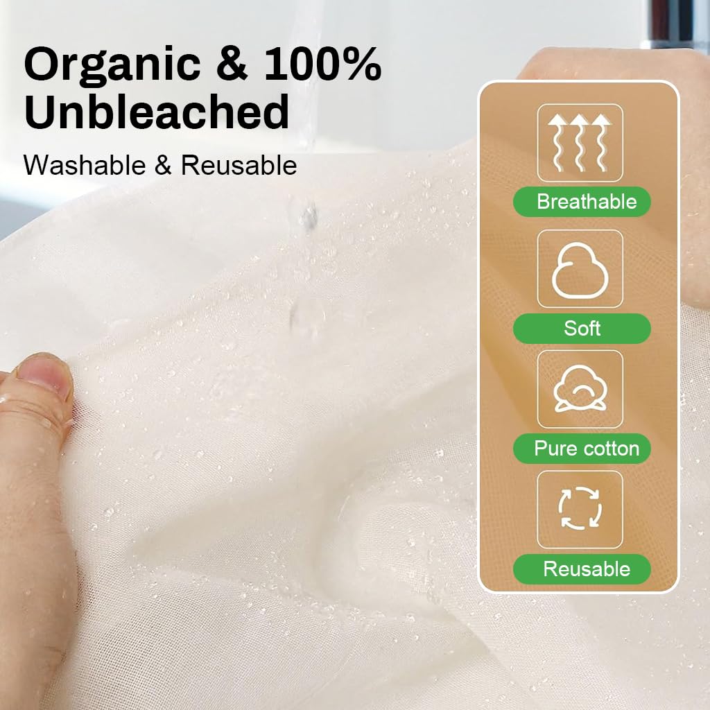 Supvox Muslin Cloth for Kitchen 4pcs 20x20 in with Seamed Edges 100% Unbleached Cotton | Reusable Straining Fabric