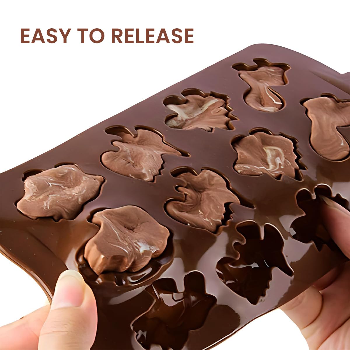 HASTHIP® 2Pcs 12-Cavity Dinosaur Animal Chocolate Mold, Set of 2PCS Non Stick Reusable Silicone Dinosaur Animal Mold for DIY Candy Chocolate Jelly Cookie, Ice Cube Tray Mould