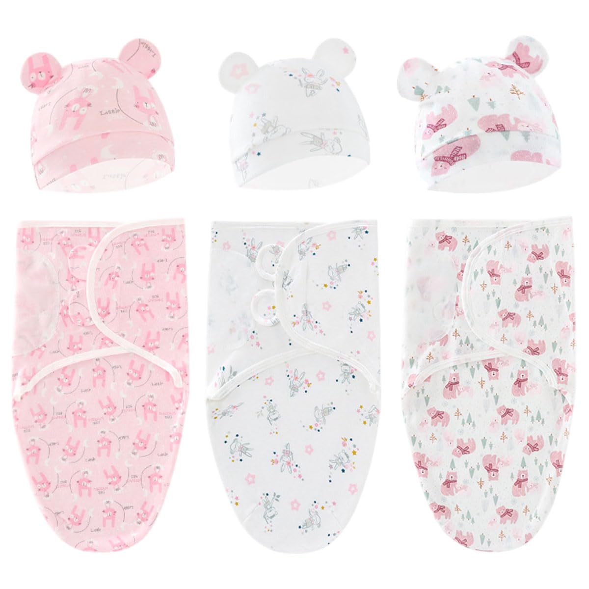 SNOWIE SOFT Baby Swaddles for Newborns 0-3 Months with Tear-Off Design and 100% Cotton | 3Pcs 22x26 in Sleep Sacks