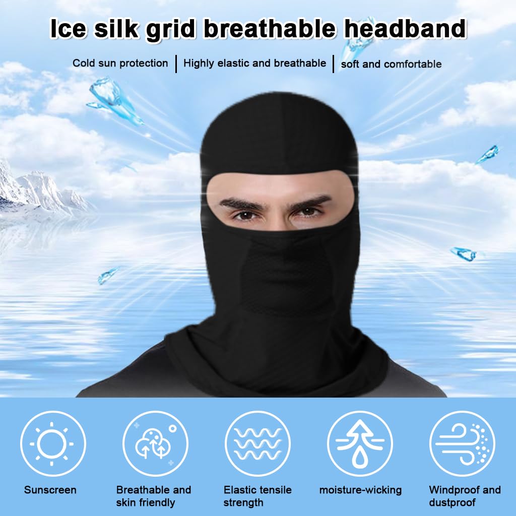 Proberos Balaclava Face Mask for Cycling and Skiing with UPF30+ UV Protection | Breathable Black Full Head Cover