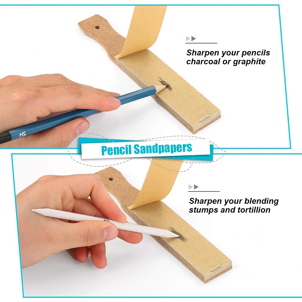 HASTHIP Sketching Kit for Drawing and Shading with 22 Pcs Tools Including 16 Blending Stumps | Soft Compressed Paper and Kneaded Erasers