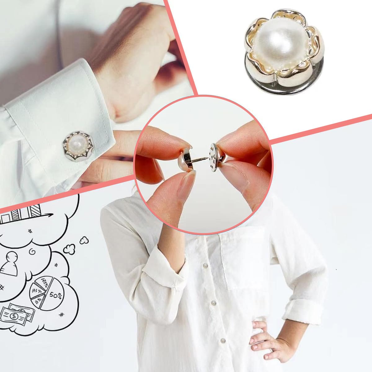 SANNIDHI Brooch Pin Set for Saree Pleats with Faux Pearl and Rhinestone | 36Pcs for Women