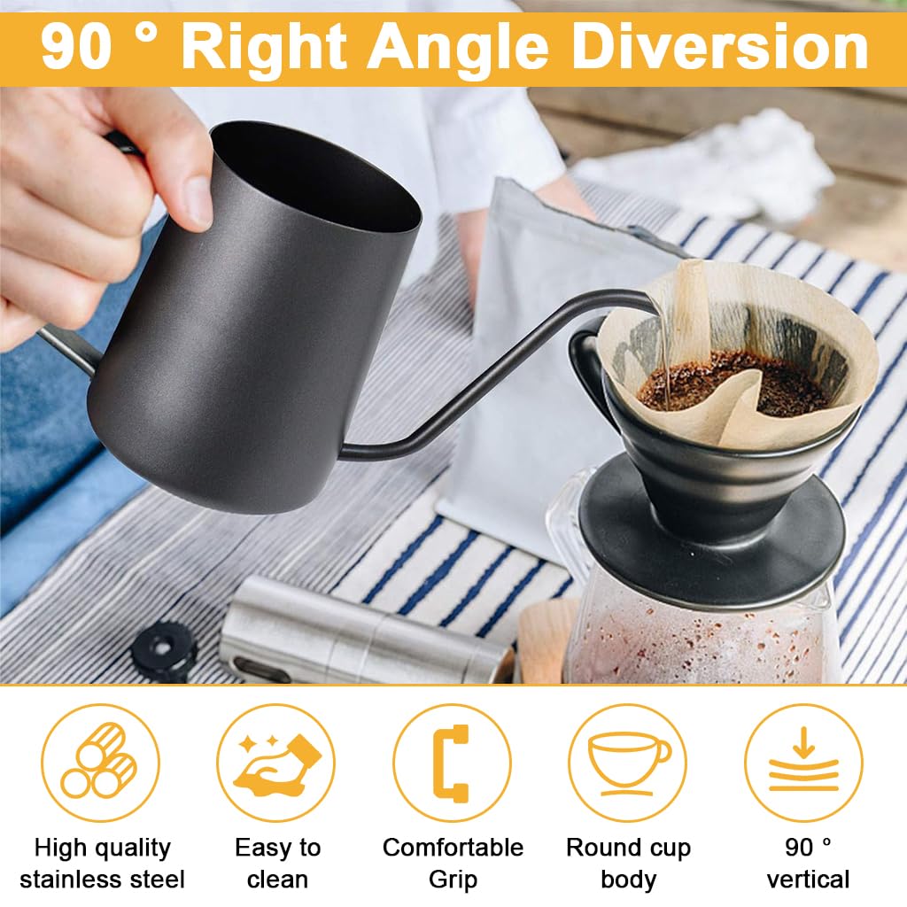 Supvox Gooseneck Water Kettle 350ml for Pour Over Coffee with Heat Proof Handle & 0.45cm Spout