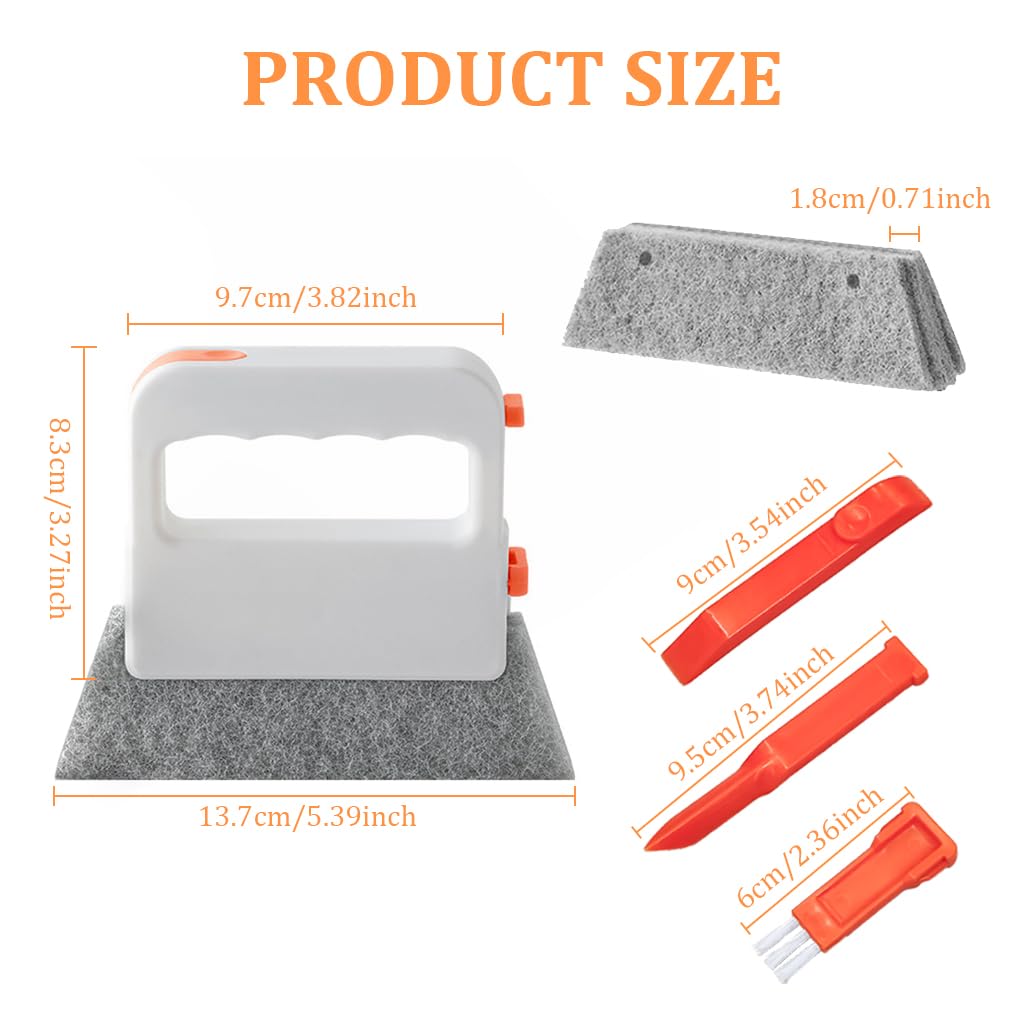 HASTHIP Window Cleaning Brush 5 in 1 for Tracks and Frames with 4 Layer Pad & Mini Brush | PP Handle Design