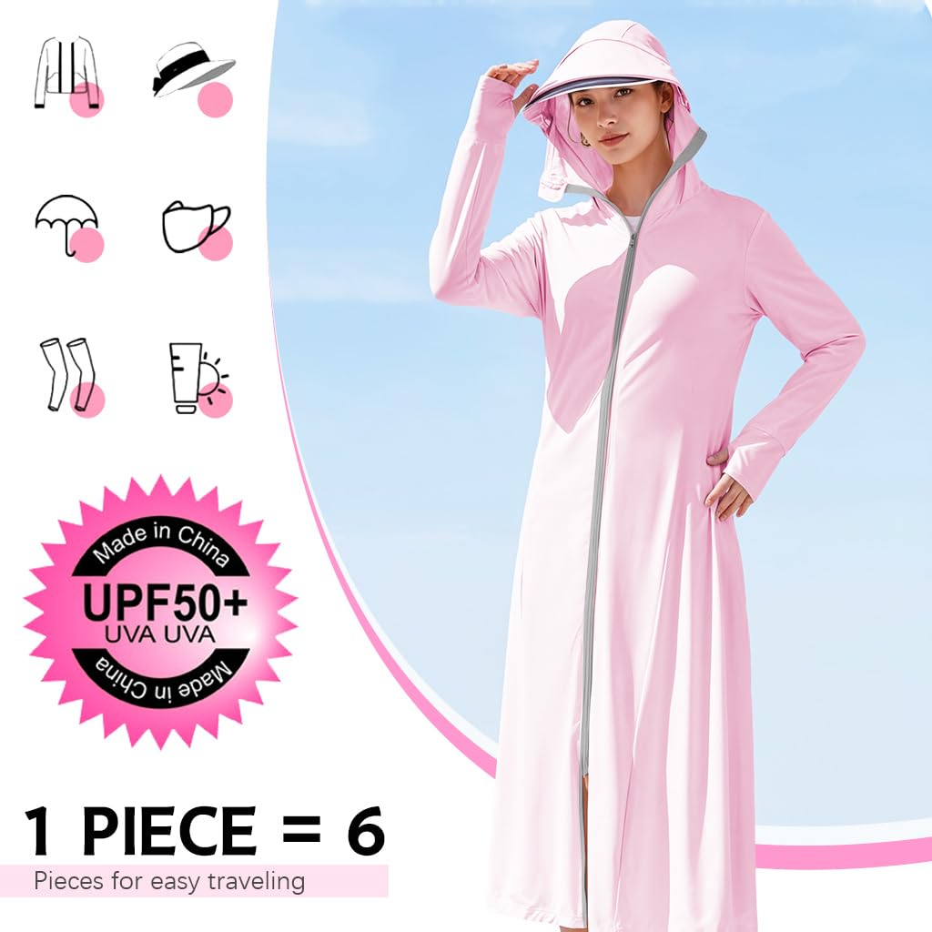 SANNIDHI Women's UPF50+ Sun Protection Jacket for Beach and Hiking featuring Quick Dry Ice Silk Fabric | Lightweight Zip Hoodie Cover Up