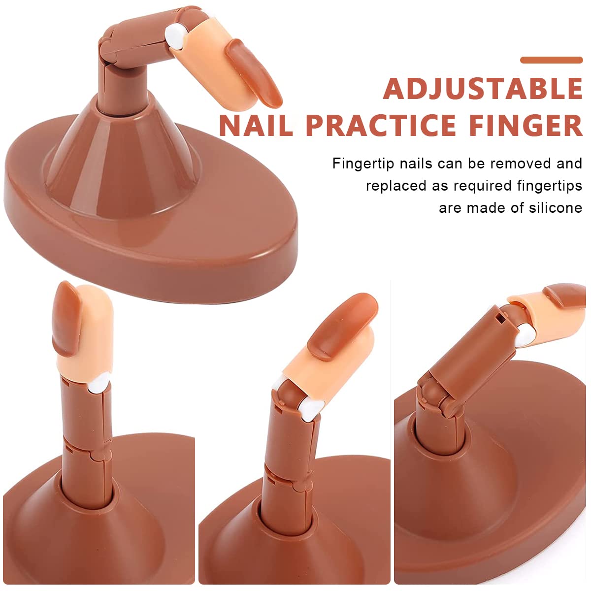 MAYCREATE® Nail Art Practice Fake Finger Model for Acrylic Nails Includes 3 Action Finger Models, 1 Finger Model Base, Pack of Fake Finger Nails, Plastic Fake Finger Model