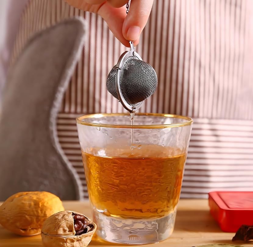 ZIBUYU Tea Strainer Infuser 2pcs for Loose Leaf Tea with Fine Mesh Filter & Reusable Stainless Steel Design