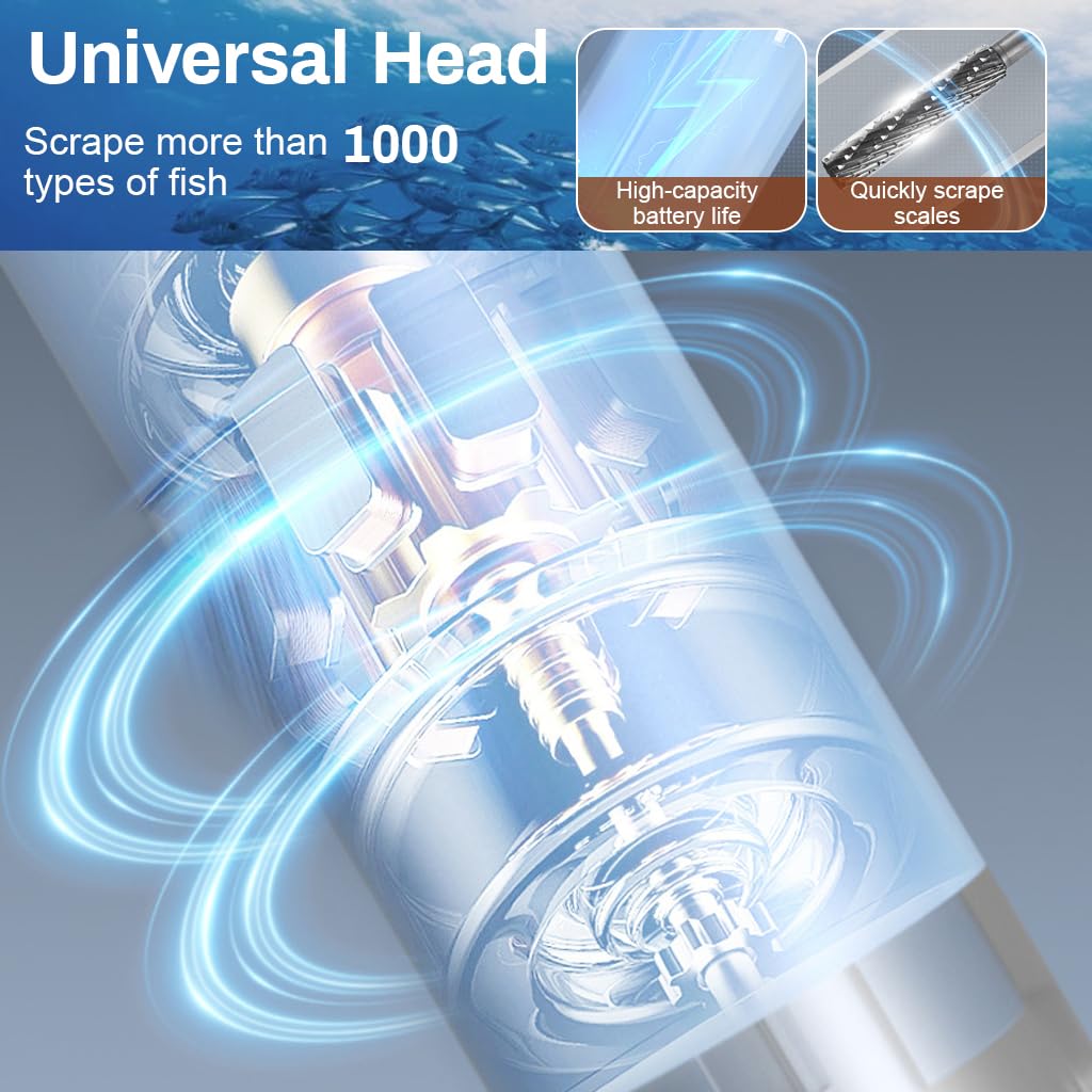 Supvox Electric Fish Scale Remover with 1500mAh Battery and Safety Shield for Home & Commercial Use