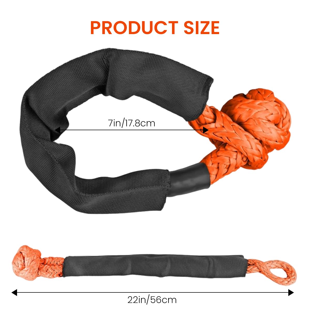 STHIRA Car Soft Shackle for Tow Strap with 37000 lbs Capacity and Protective Sleeve | Detachable Polyethylene Recovery Gear