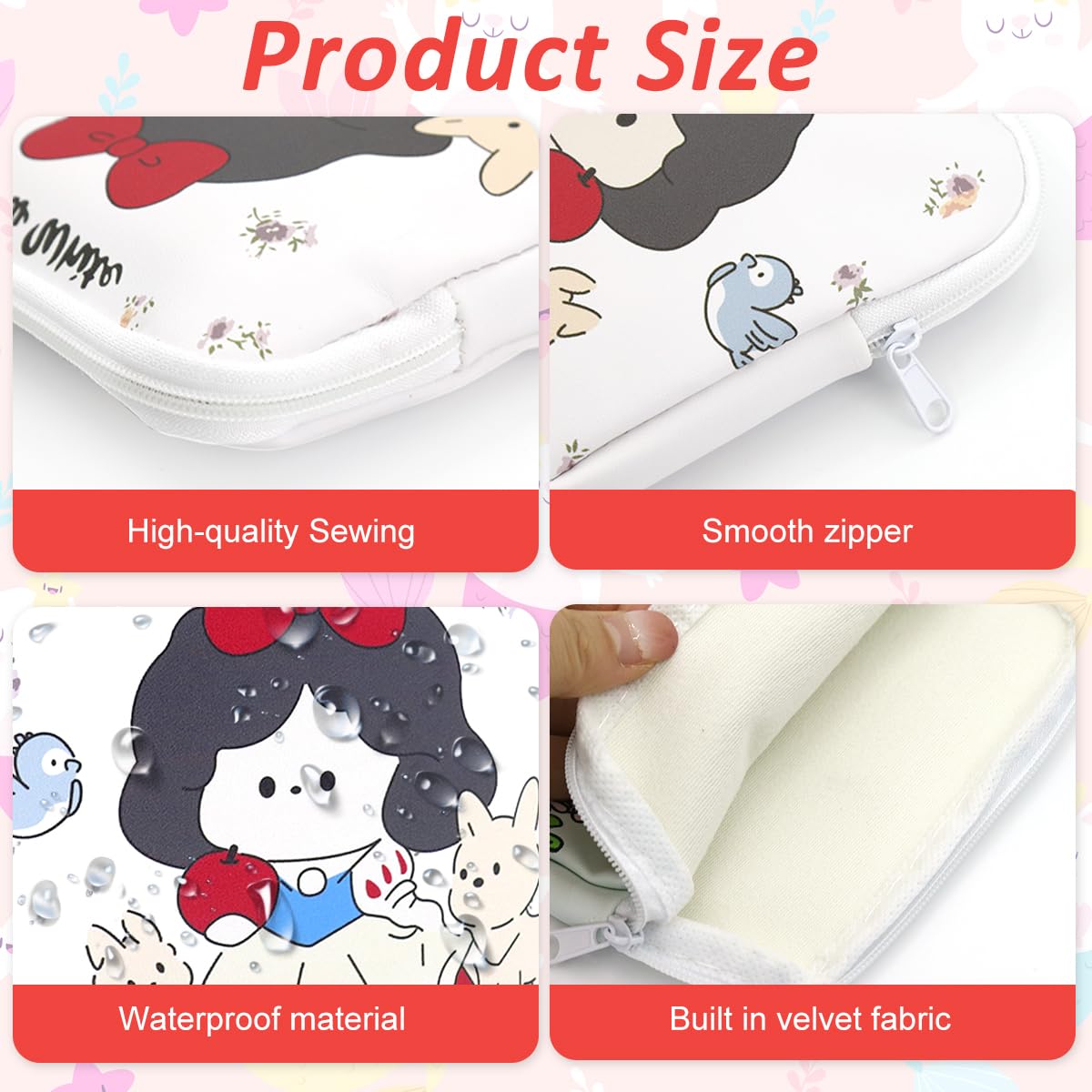ZIBUYU Sanitary Napkin Storage Bag 4PCS for Pads and Makeup featuring Cotton Fabric Zipper Pouch