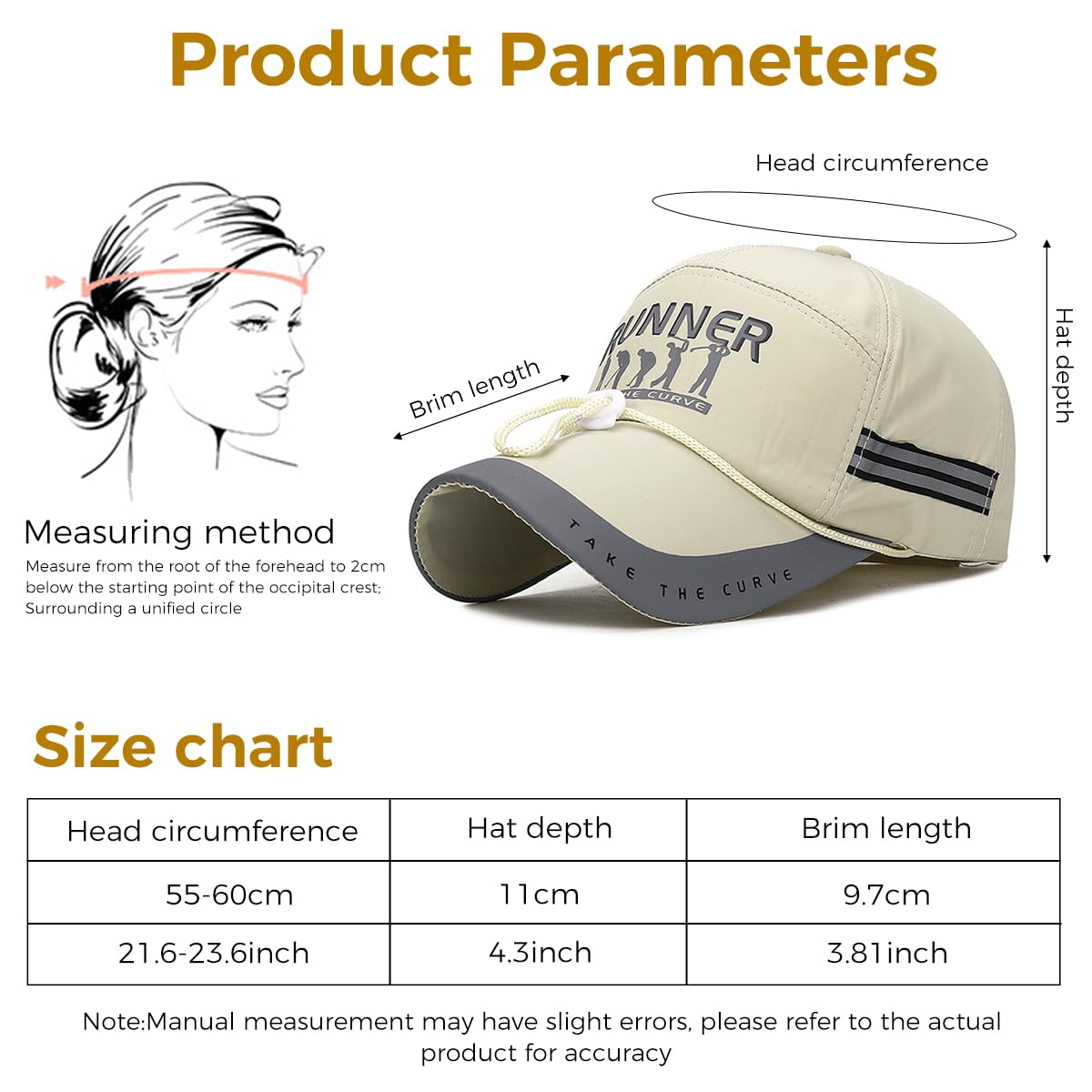 GUSTAVE Sport Baseball Cap for Outdoor Activities with 10.5cm Brim and Chin Cord | UPF50+ Sun Protection Adjustable Fit