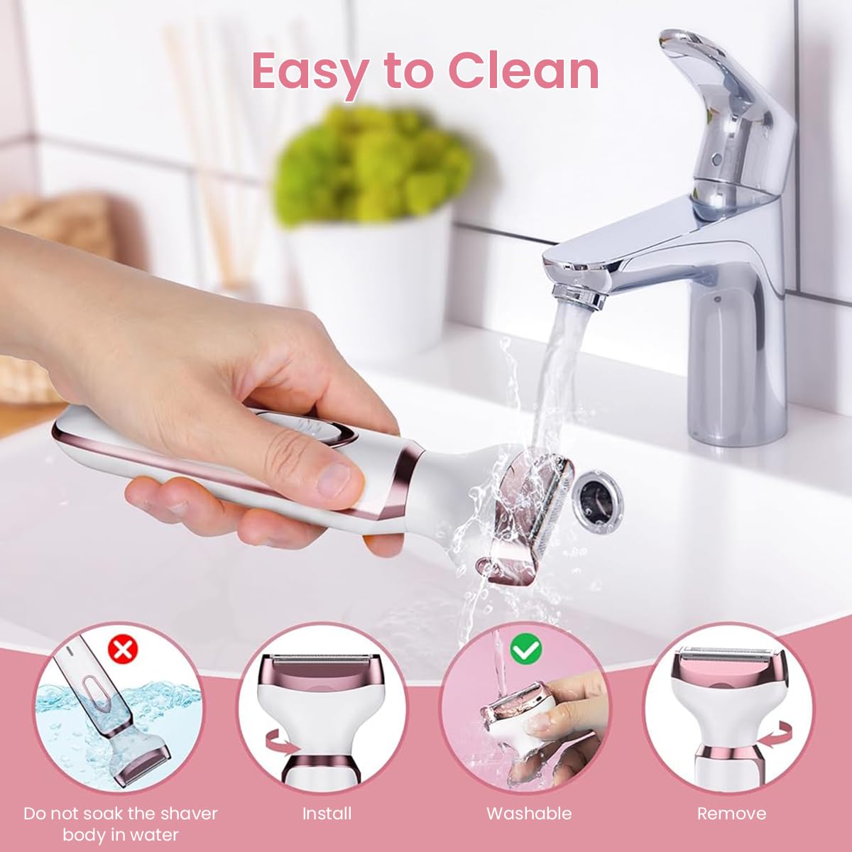 ZIBUYU 4 in 1 Trimmer for Women with Stainless Steel Blades and USB Rechargeable Design