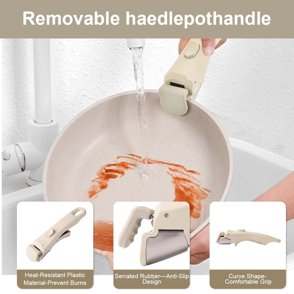 HASTHIP Universal Detachable Pot Handle for Handleless Pans with Secure Anti Slip Grip 2PCS