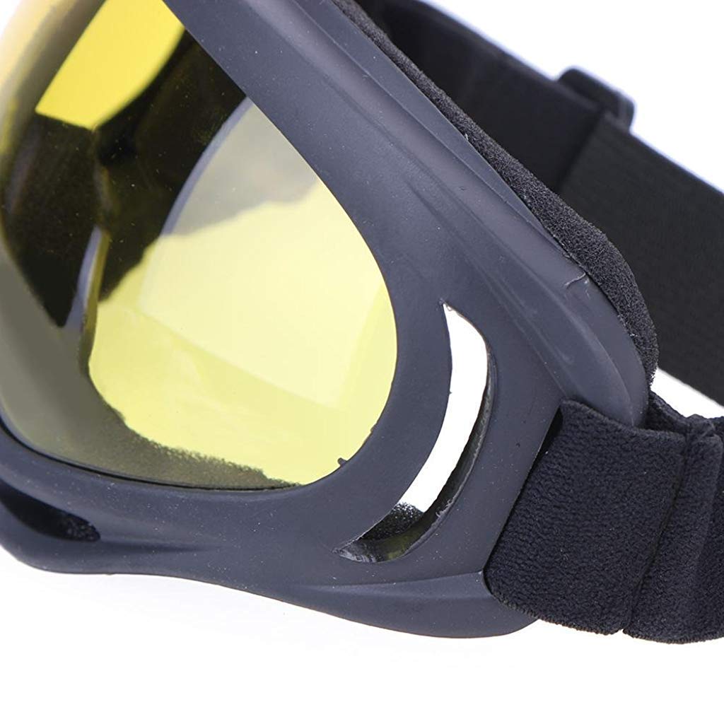 PROBEROS® Uv400 Windproof X400 Goggles Motorcycle Glasses Helmet for Outdoor Riding Cycling Accessories Frame Length 18cm Gifts Men Yellow 3 PCS