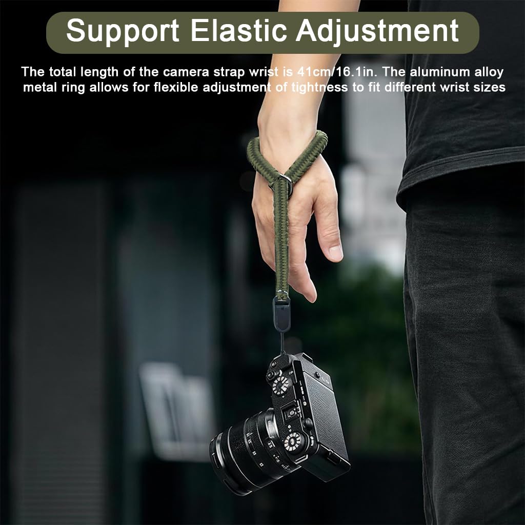 Zibuyu Camera Strap for DSLR and Mirrorless Cameras with Quick Release Buckle and Handwoven Wrist Design | Adjustable Military Green Accessory