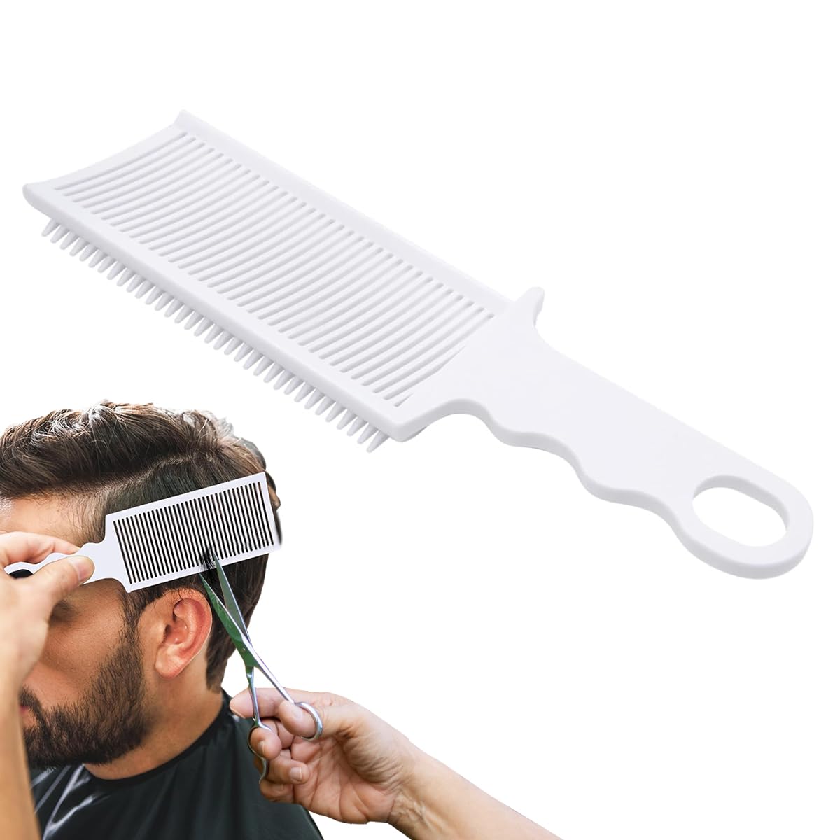 MAYCREATE® Barber Fade Comb for Men, Barber Clipper Fading Comb, Professional Hair Cutting Haircut Comb, Heat Resistant Flat Top Salon Styling Tools - White