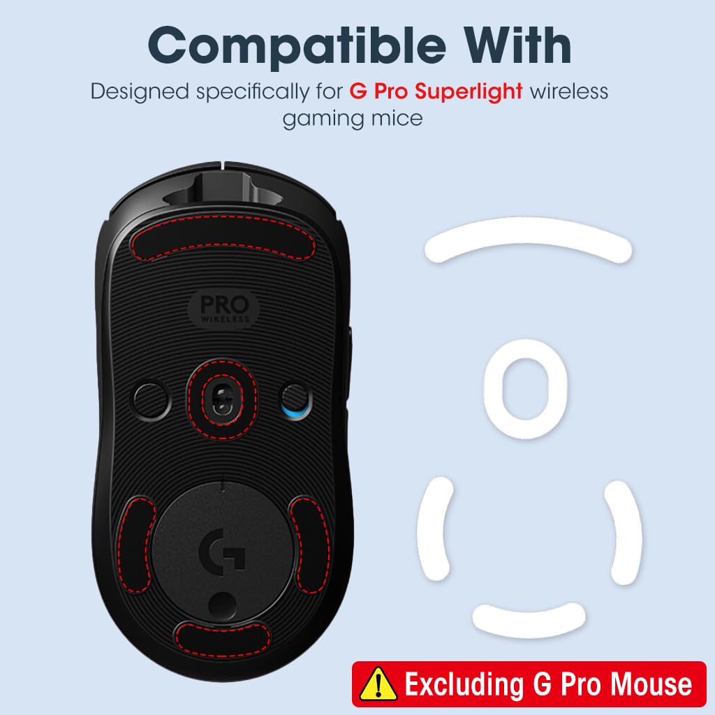 Zeitel Mouse Feet Skates for Logitech G Pro Superlight featuring 0.7mm PTFE curved edges | smooth glide replacement