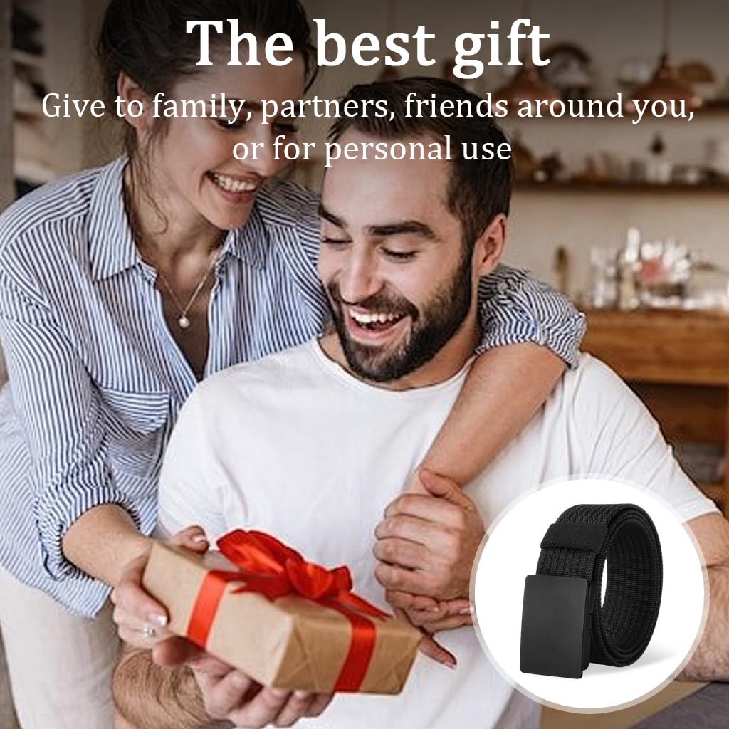 GUSTAVE Auto Lock Belt for Men with Quick Release Metal Buckle and 120 cm Adjustable Fit | Nylon Ratchet Style for Casual and Formal Wear