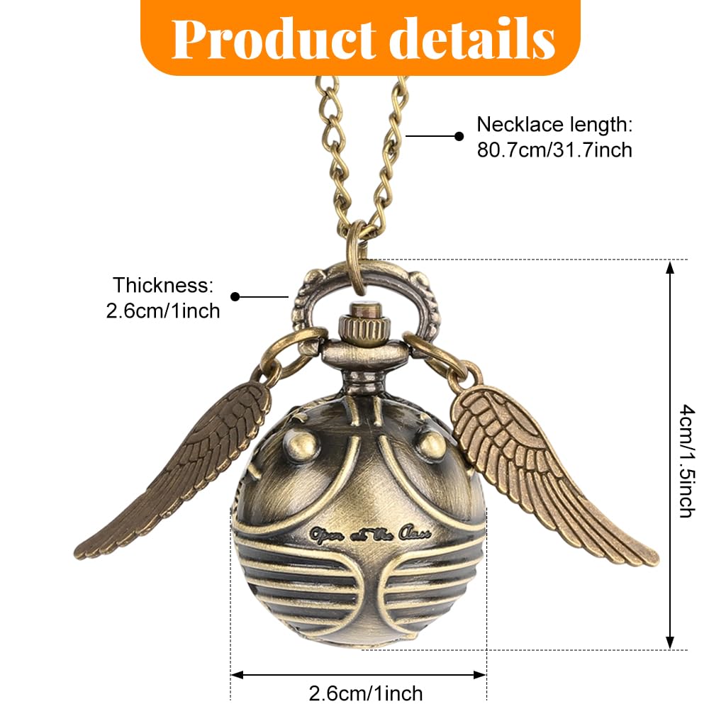 SANNIDHI Pocket Watch Vintage Quartz Analog with Chain Necklace for Men and Women