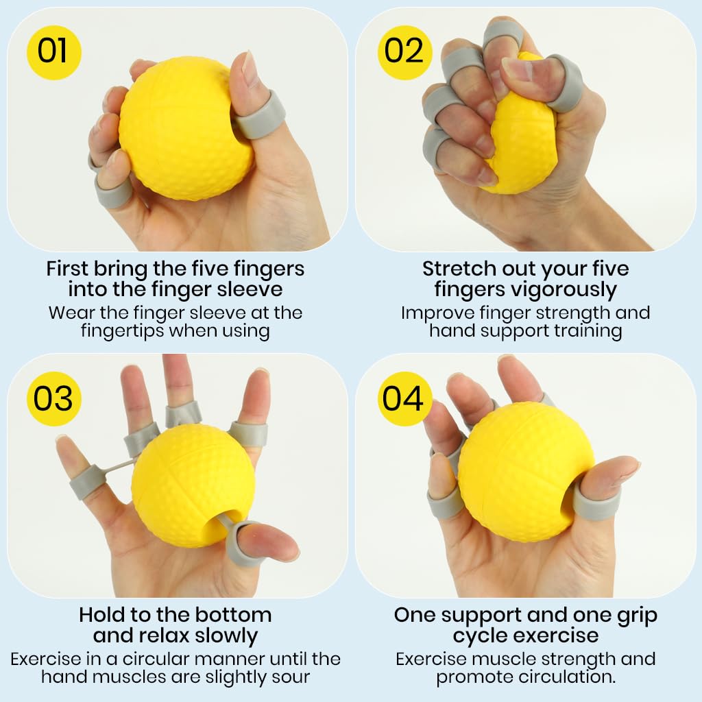 Proberos Hand Gripper Ball for Grip and Finger Exercise with 20lb Resistance | Platinum Silicone