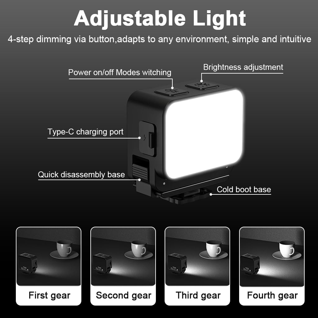 ZORBES Compatible with DJI Osmo Action Camera Fill Light with Magnetic Quick Release and 3 Color LED 600mAh | Cold Shoe Adapter for Outdoor Photography