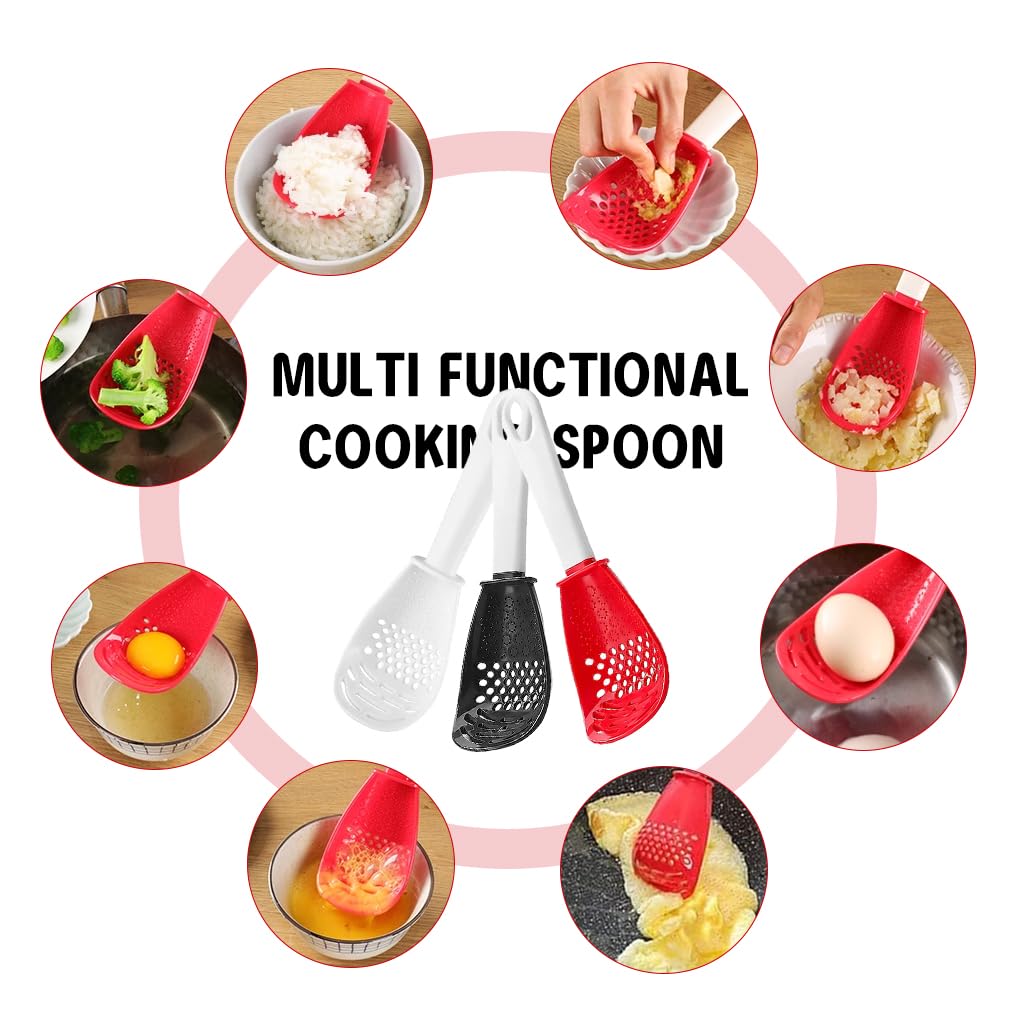 Supvox Kitchen Cooking Spoon Set for Mashing and Straining 3 Pack with Heat Resistant PP | Easy Hanging Handle