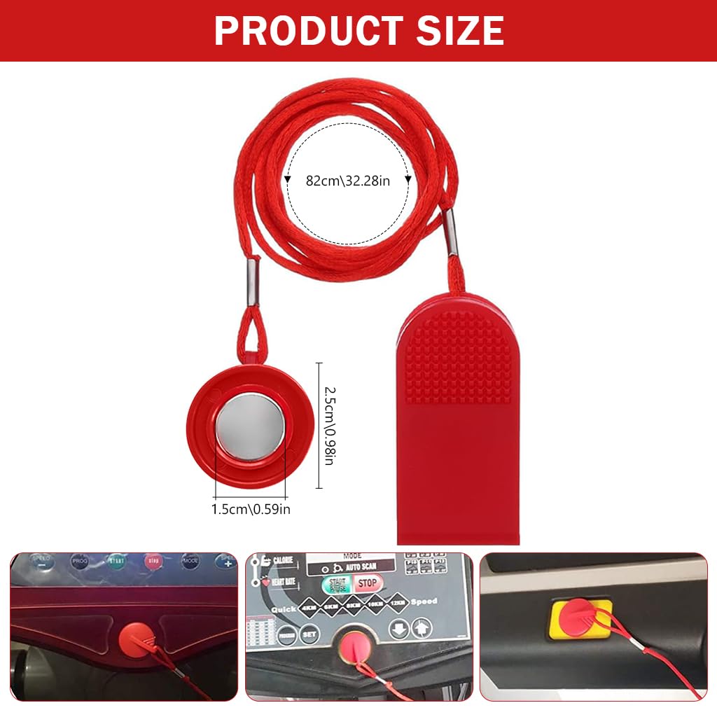 Proberos Treadmill Safety Magnet Key for Emergency Stop with 2.5 cm Diameter | Red Universal Replacement
