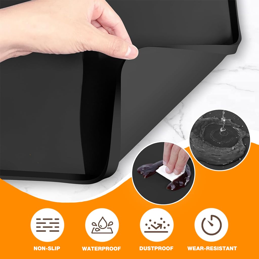 Supvox Coffee Maker Mats Set for Counter Protection with 15.75 x 23.6 in Silicone and Raised Ridge Drainage | Non Slip Table Protector