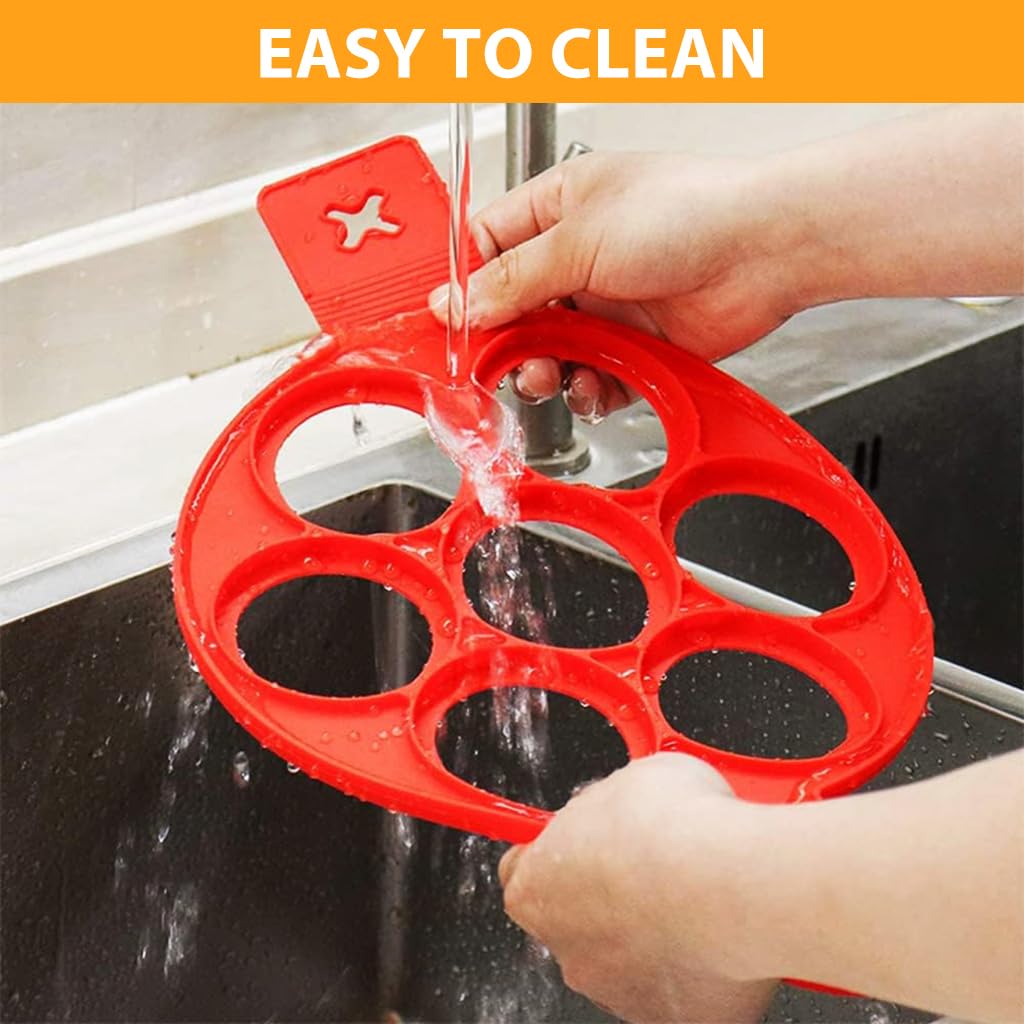 Supvox Silicone Egg Rings for Frying Pan Cooking with 7 Hole 2.8 in Design and Anti Slip Handles