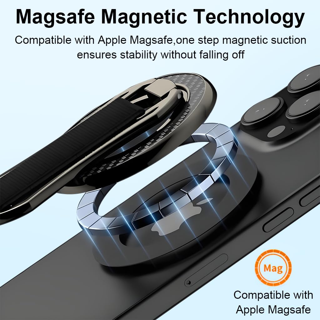 ZORBES Magnetic Phone Grip Strap with 360 Degree Swivel Kickstand and Metal Design | Universal Detachable Holder for Hands Free Viewing